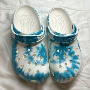 CROCS Classic Clogs Fancy/Graphic Shoes Sandals Unisex TIE DYE AQUA BLUE W10.M8